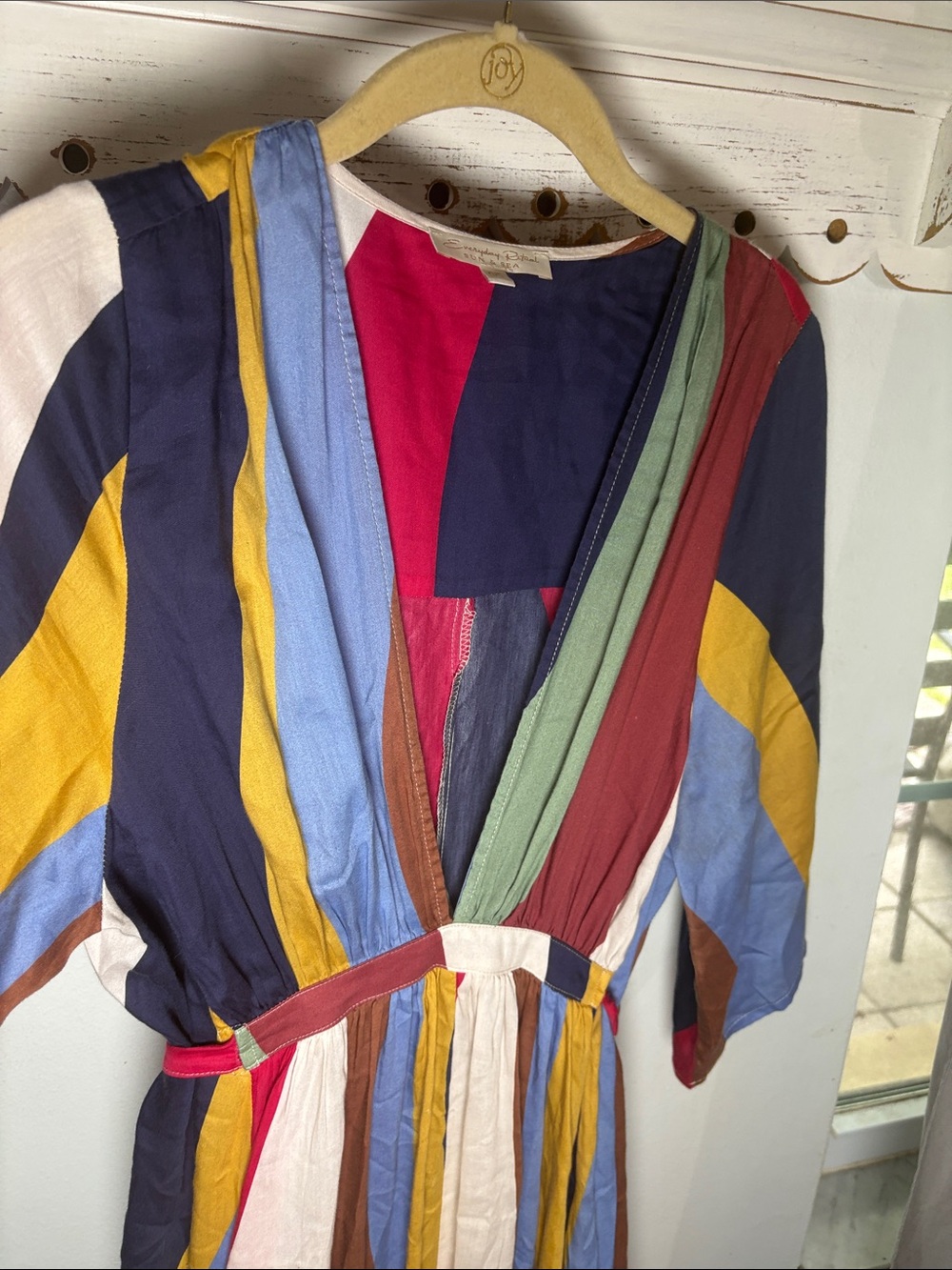 Everyday Ritual Multicolor Stripe V-Neck Women's Dress